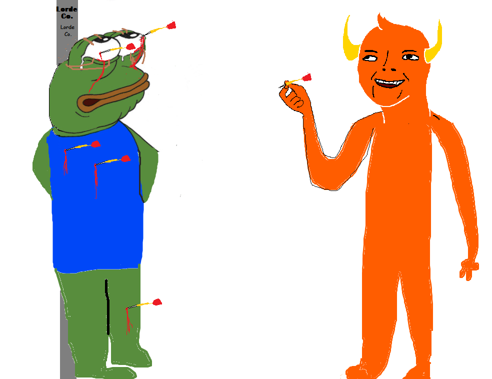 Leonardo throwing darts at Pepe